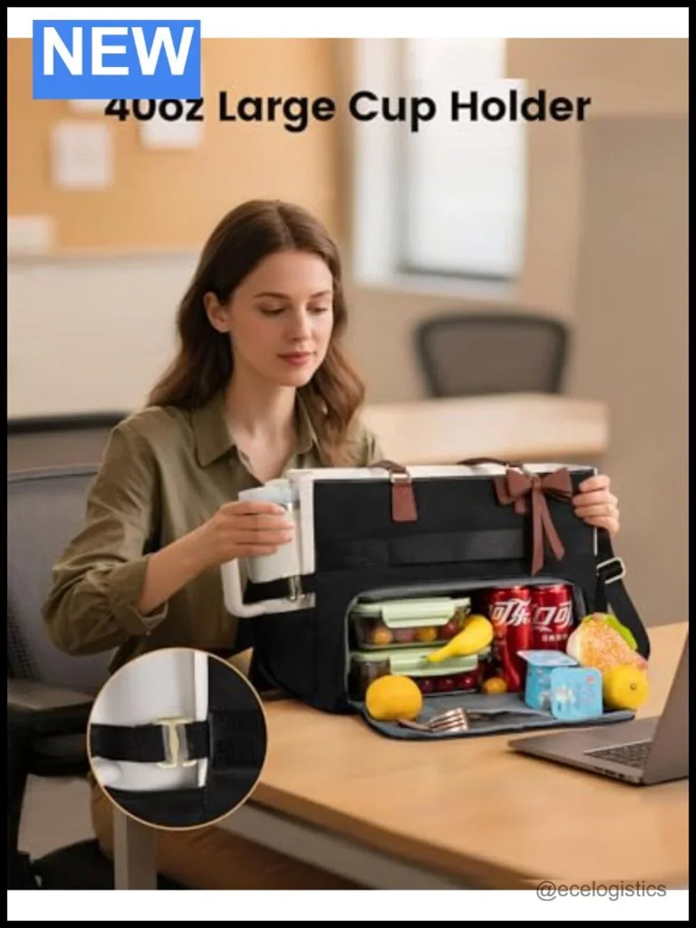 Insulated Tote Bag for Women with Laptop Compartment, Lunch Bag, 15.6